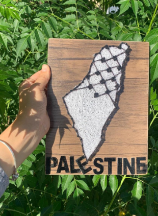 لوحة خشبية خريطة فلسطين